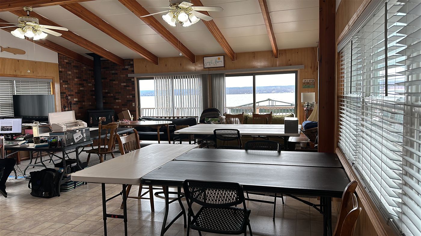 Tables in the lakefront crafting room